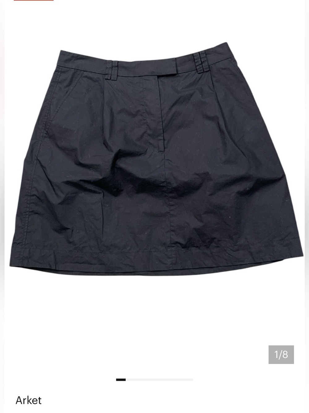 ARKET SZ 8 (EU40) black cotton/poplin pocketed belt loops front zip skirt